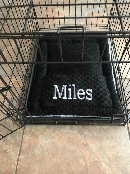 Personalized Minky Dot Pet Crate Mat for 24"x 18" Crate