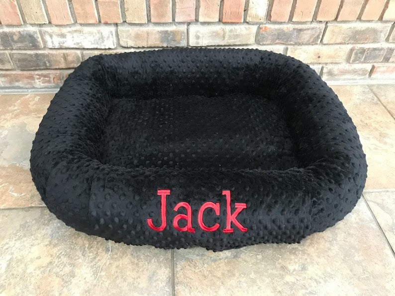 Personalized Minky Dog Bed, Medium Dog Bed, Calming Pet Bed, Minky Cat Bed