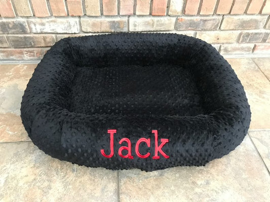 Personalized Minky Dog Bed, Medium Dog Bed, Calming Pet Bed, Minky Cat Bed