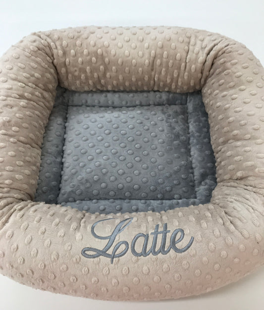 Personalized Minky Dog Bed, Small Dog Bed, Calming Pet Bed, Minky Cat Bed